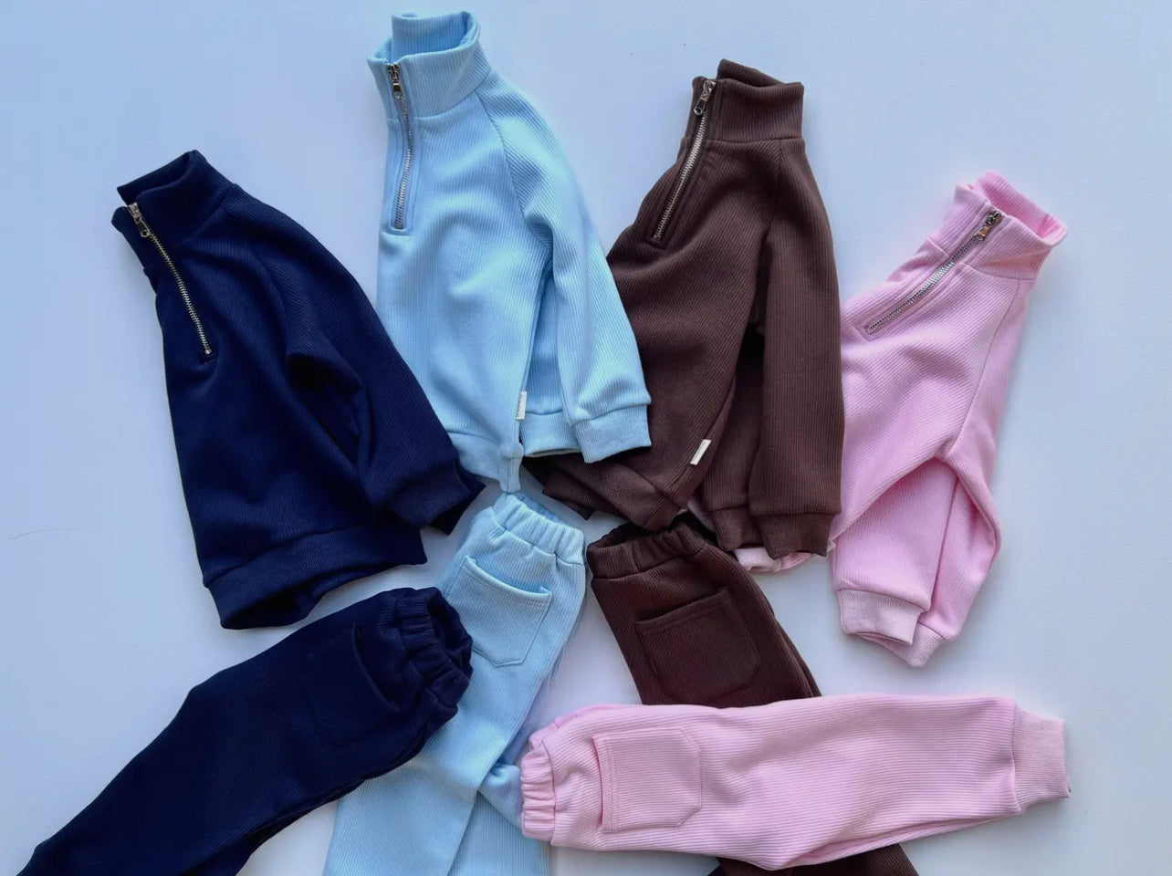 Navy 3/4 zip sets (adult & child)