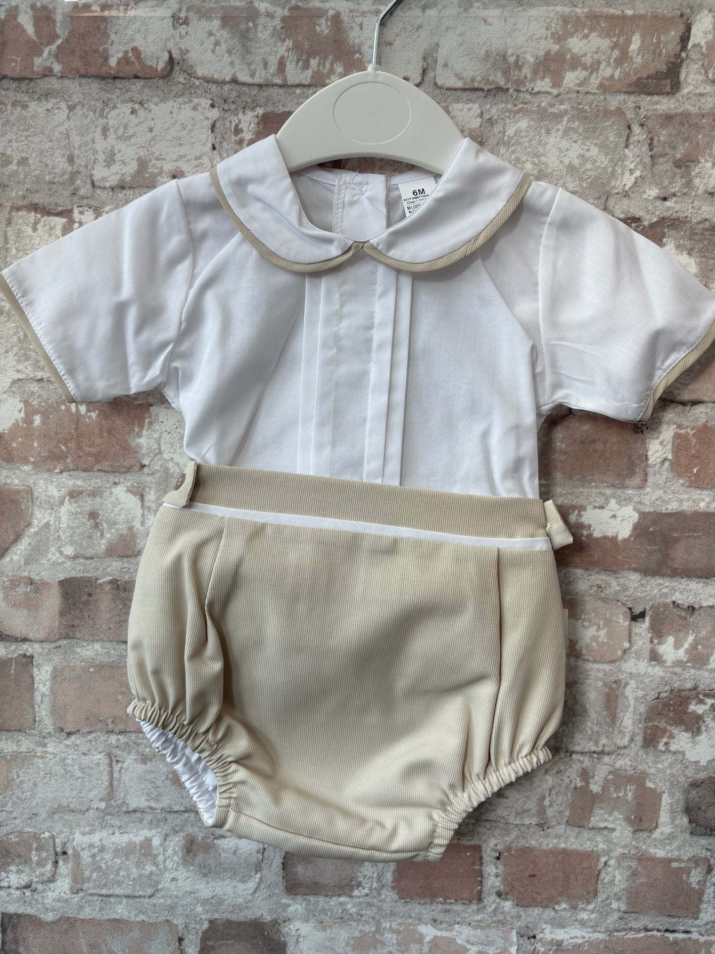 Beige Smocked Two Piece