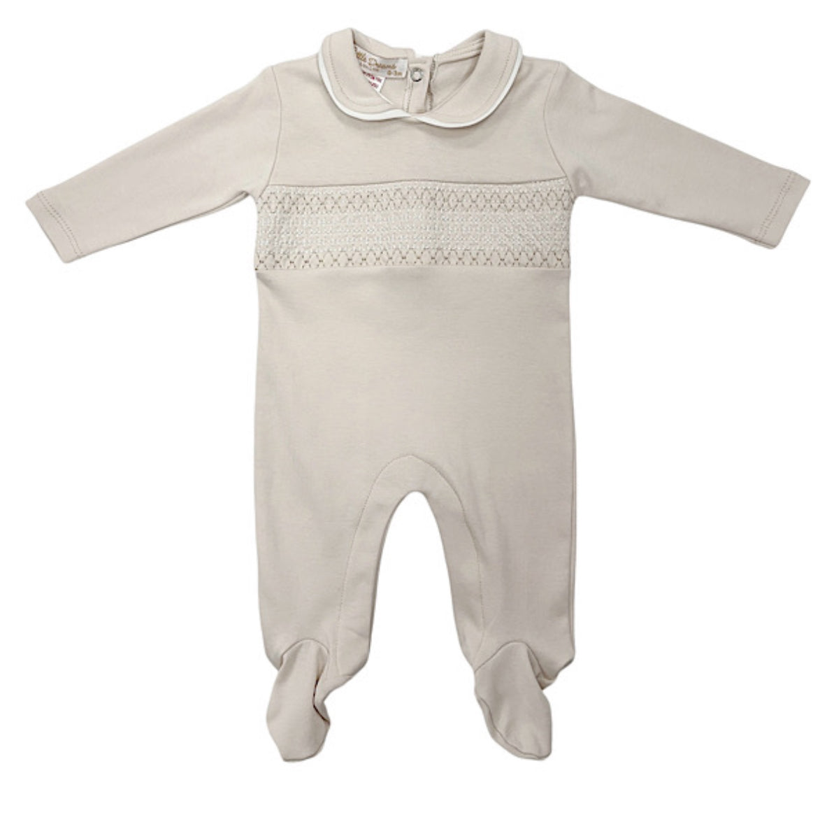 Beige Smocked Sleepsuit