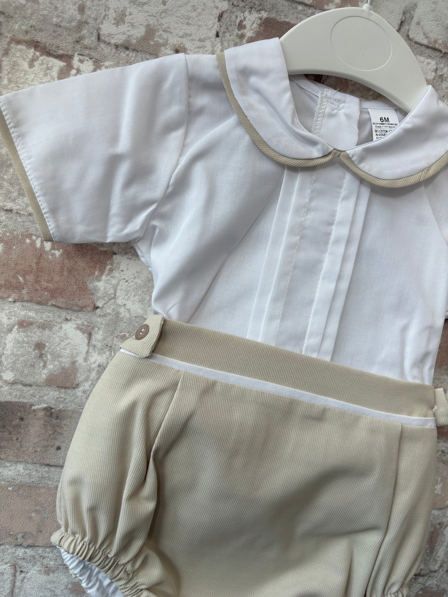 Beige Smocked Two Piece