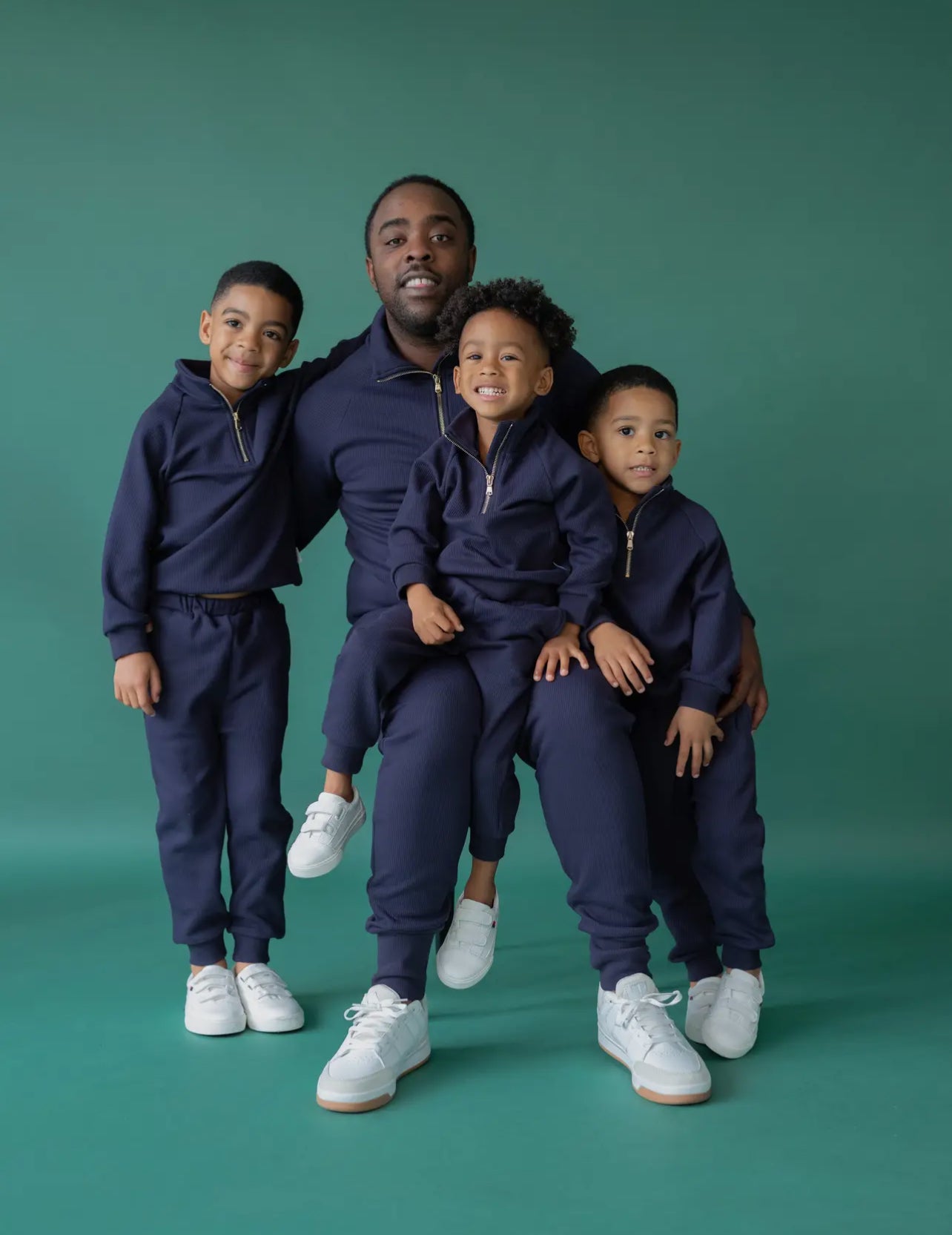 Navy 3/4 zip sets (adult & child)