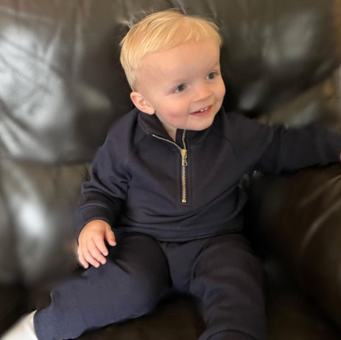 Navy 3/4 zip sets (adult & child)