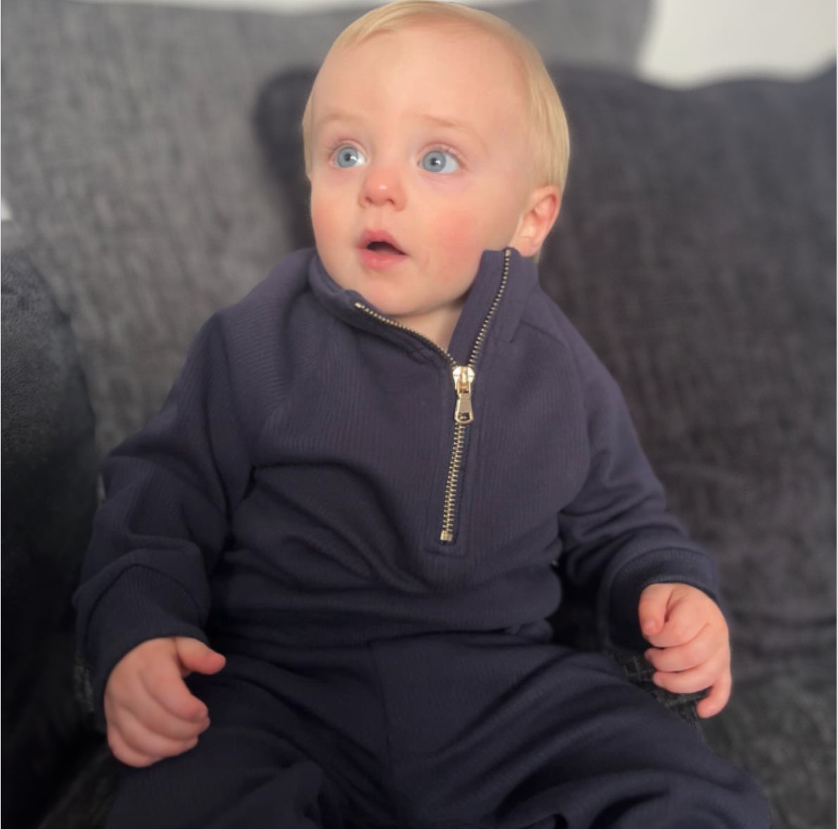 Navy 3/4 zip sets (adult & child)