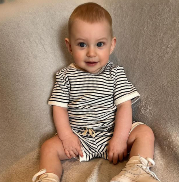 Black & White Striped Shorts Set