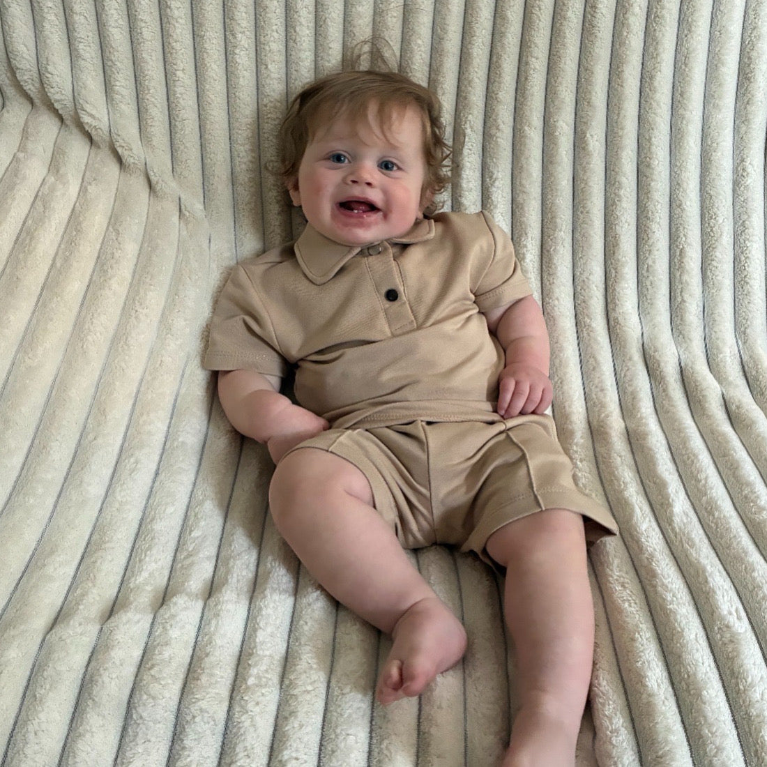 Beige Polo & Shorts Set