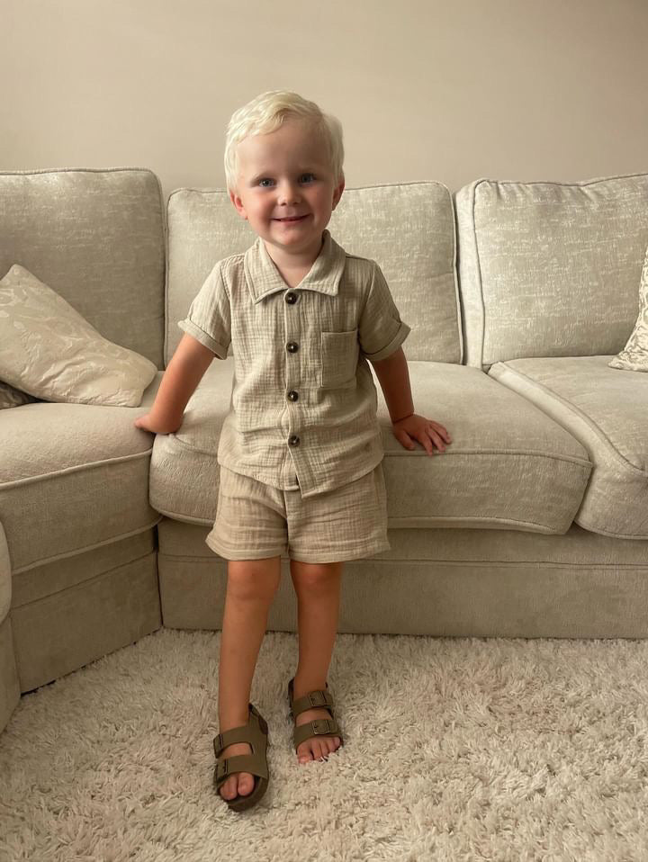 Cotton Button Up Shirt Sets