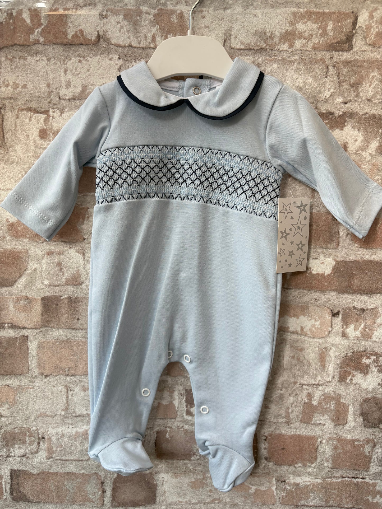 Blue Smocked Sleepsuit