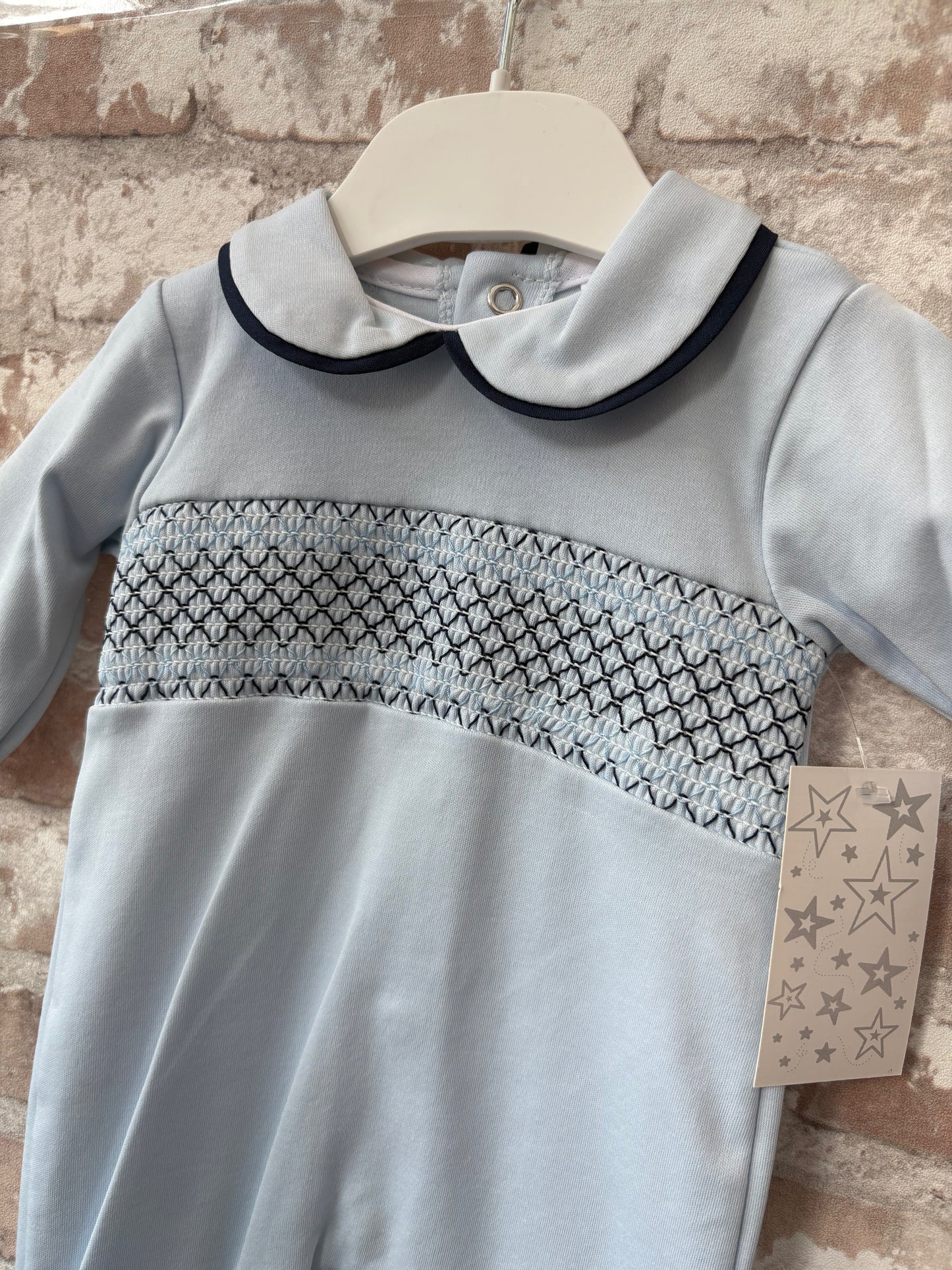 Blue Smocked Sleepsuit