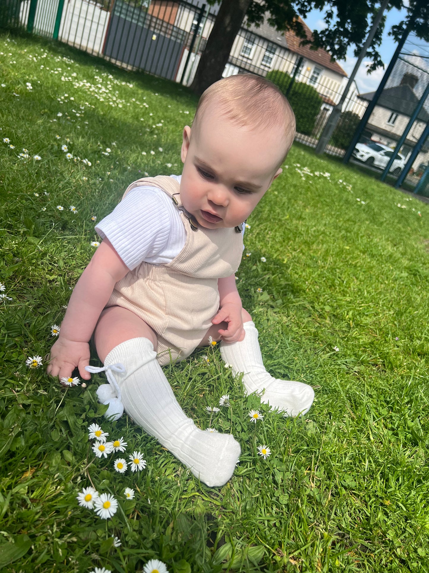 Beige Dungaree Set