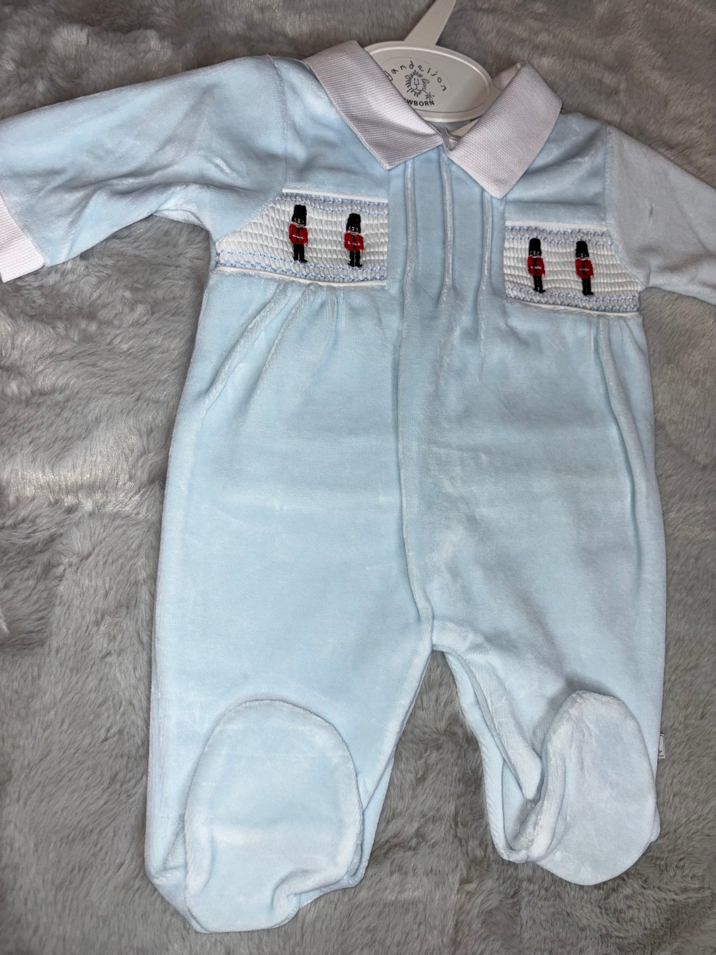 Little Soldiers Velour Sleepsuit