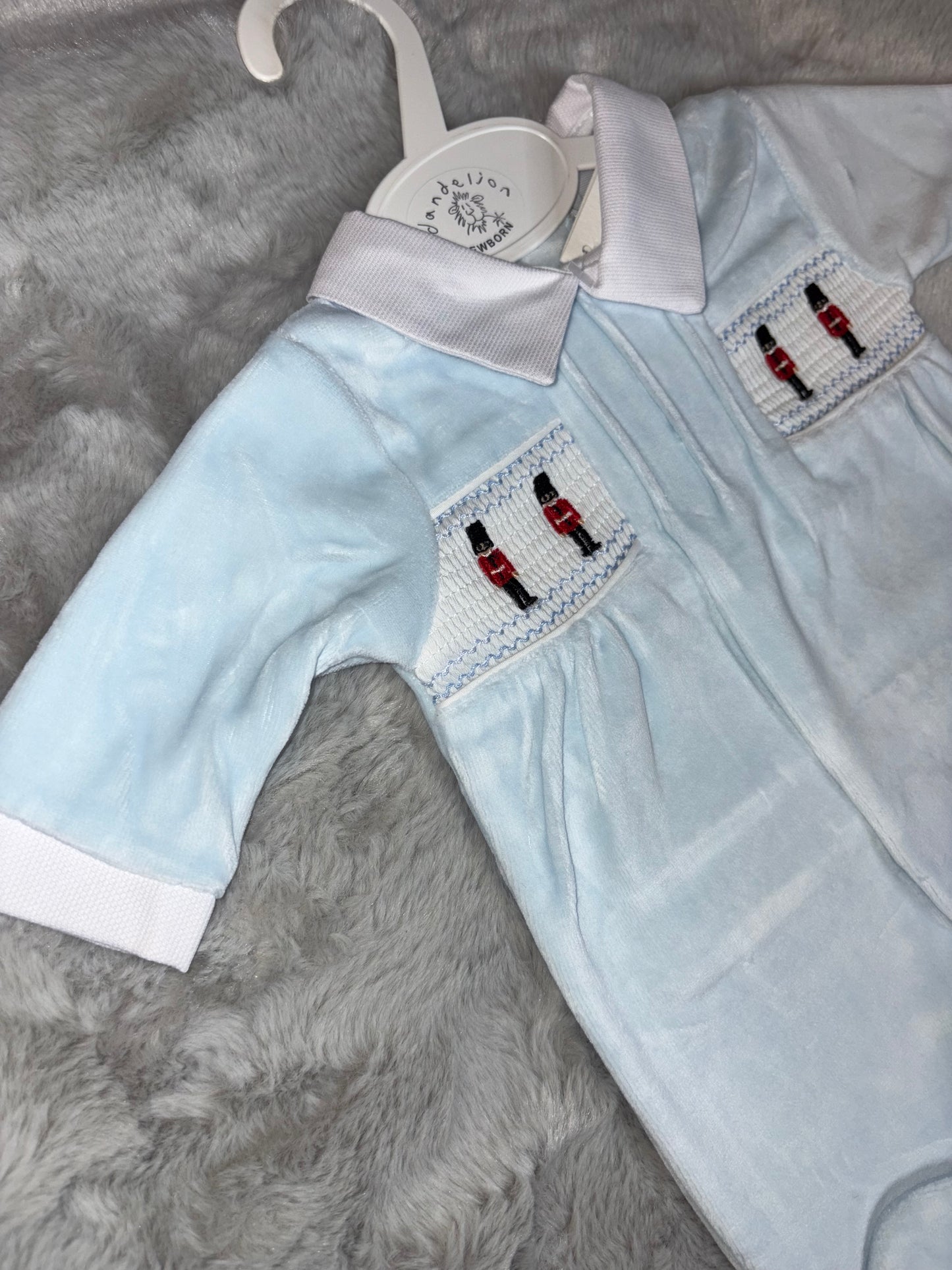 Little Soldiers Velour Sleepsuit
