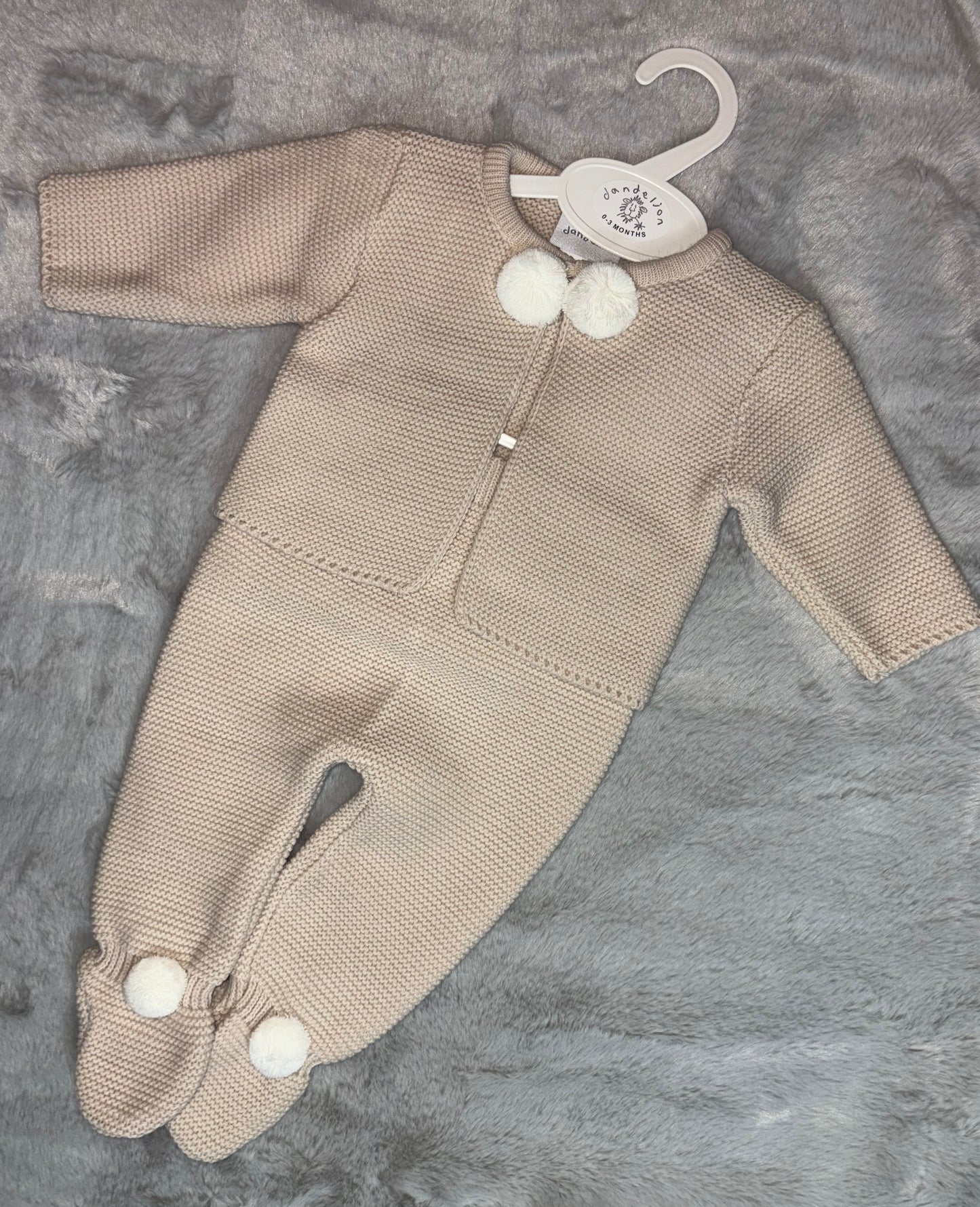 Taupe Knitted Pom Set