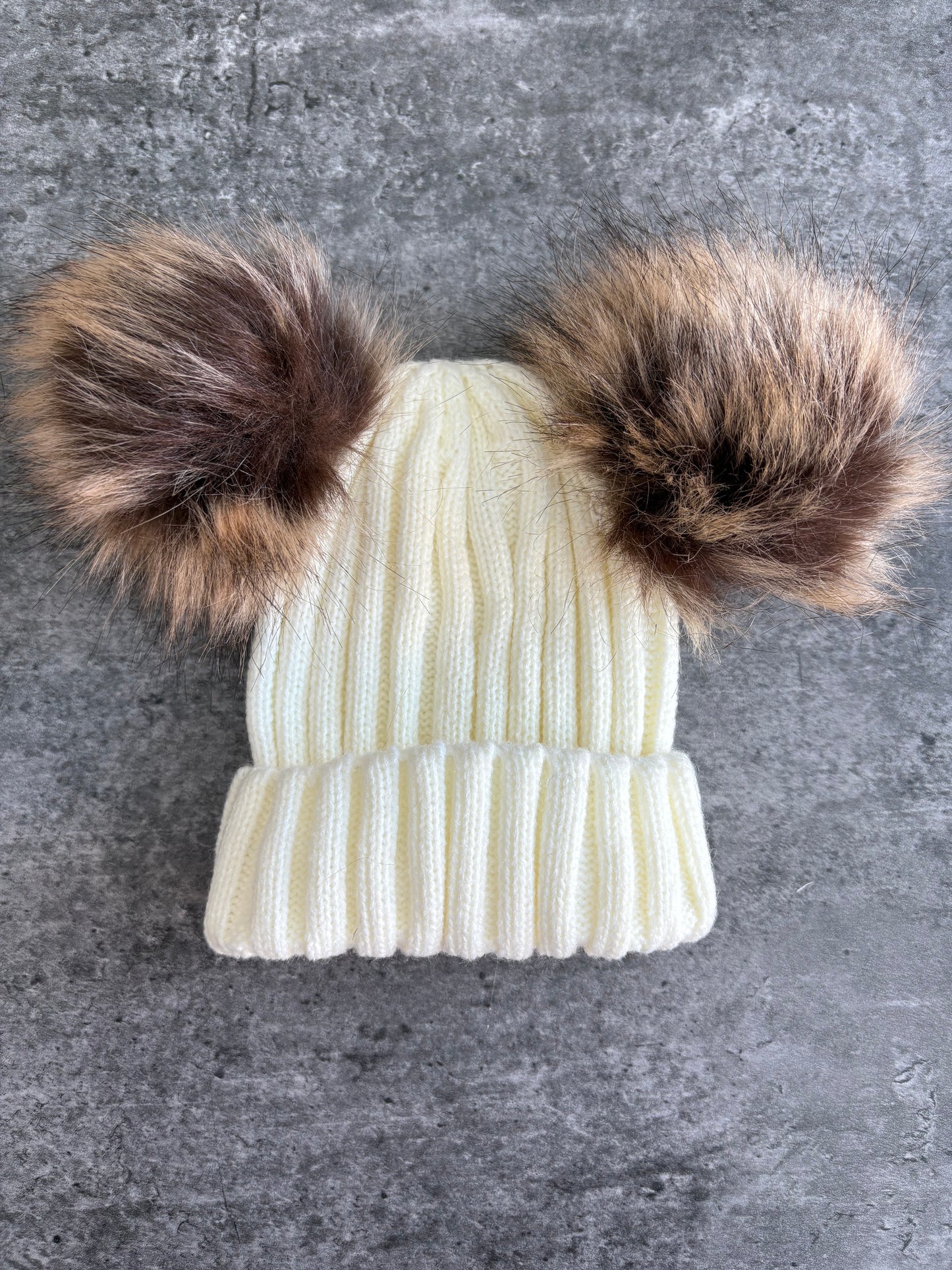Thick Knitted Double Pom Hats