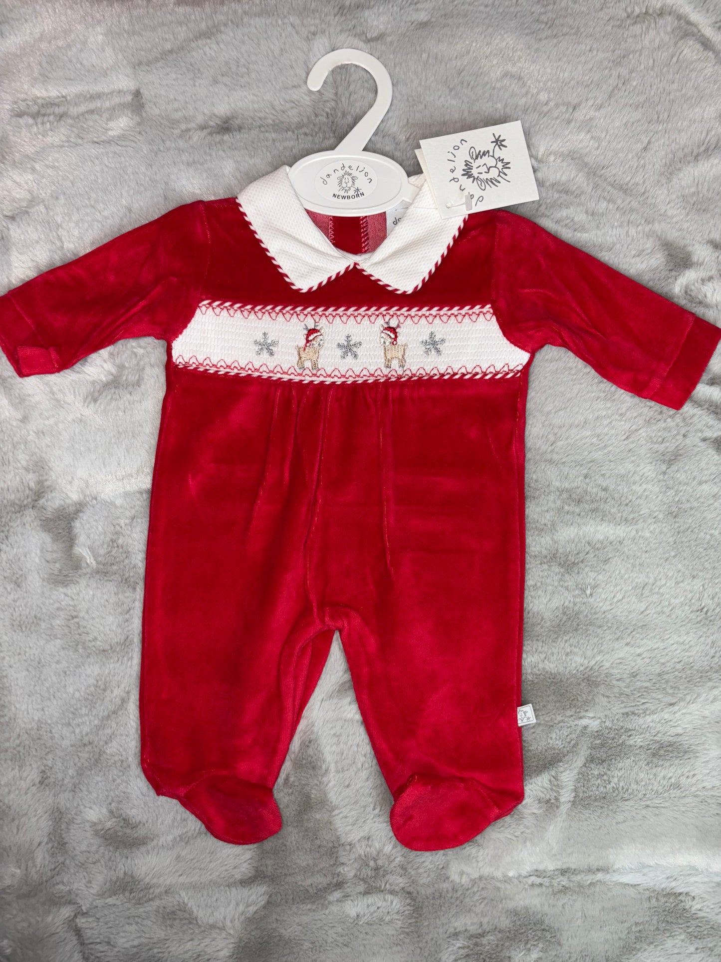 Little Reindeer Smocked Sleepsuit
