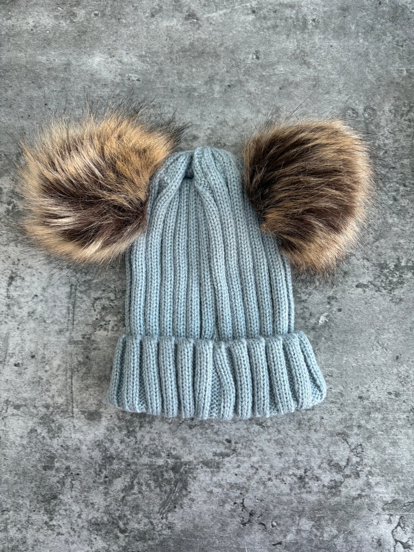 Thick Knitted Double Pom Hats