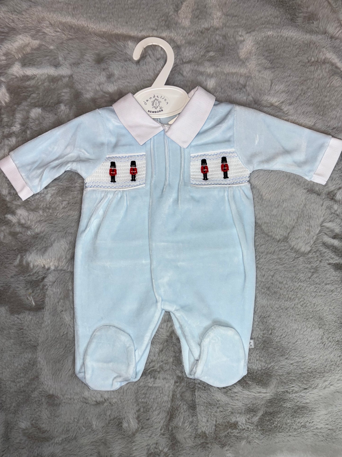 Little Soldiers Velour Sleepsuit