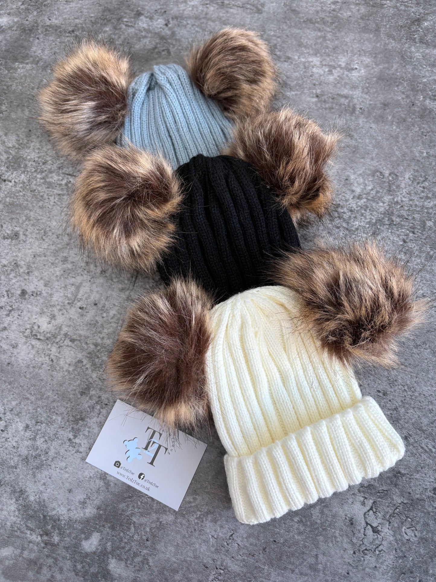 Thick Knitted Double Pom Hats